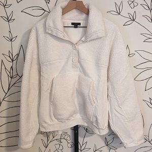 J. Crew Teddy Sherpa Button-Front Sweatshirt - XXL